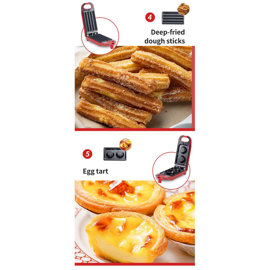 6 In 1 Donut Machine Waffle Machine Sandwich Machine Fried Dough Stick Machine Home Egg Tart Cake Breakfast Machine