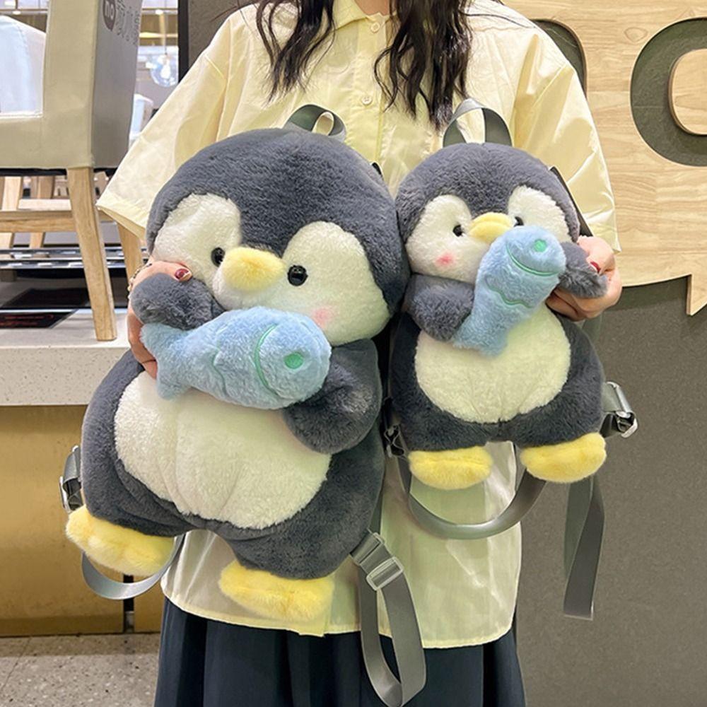 Plush Toy Children School Bag Plush Animal Shoulder Bag Simple Penguin Backpack Lady