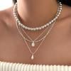 Layered Drop Pendant Necklace Women's Beaded Choker Boho Statement Jewelry Gift