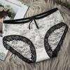 French Bow Lace Trim Women's Low-Waist Thong