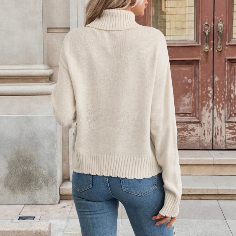 YYFS Женская мода повседневная осень-зима с длинным рукавом и высоким воротом свитера