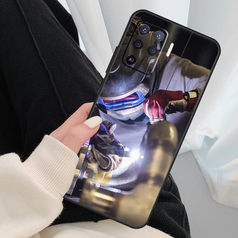 Welder Welding Hot Metal Worker Case For Oppo A17 A57 A77 A40 A78 A54 A74 A94 A76 A16 A96 A18 A60 A80 A38 A58 A98 A15 A5 Pro