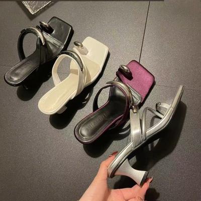 Suqare Toe 6 см атласные элегантные фиолетовые туфли на высоком каблуке мюли для женщин летняя одежда для вечеринок дизайнерская роскошь