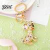 Alloy Keychain Pendant Rhinestones-Encrusted Cartoon Puppy Charm Key Chain Durable