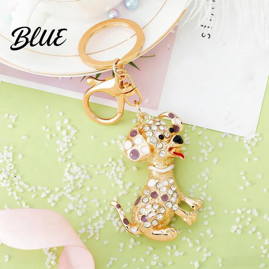 Alloy Keychain Pendant Rhinestones-Encrusted Cartoon Puppy Charm Key Chain Durable