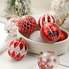 16Pcs Christmas Tree Balls Ornament DIY Accessories Shatterproof 8cm Colored Printed Plastic Ball for Holiday Party Scene Layout Christmas Balls
