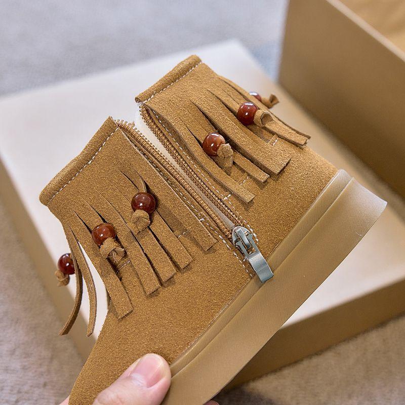 Girls' Fashionable Anti-slip Boots, Winter Children's Princess Tassel Ankle Boots