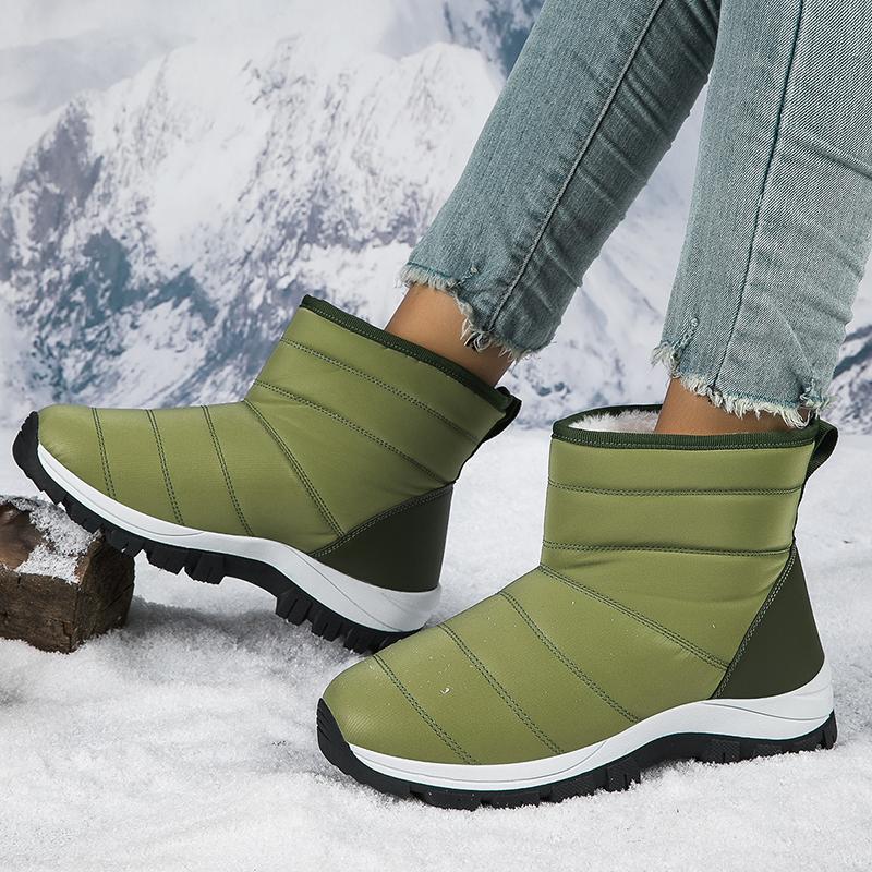 Ladies' Winter Fashionable Anti Slip Wear-resistant and Warm High Top Cotton Shoes with Added Fleece Outdoor Snow Boots