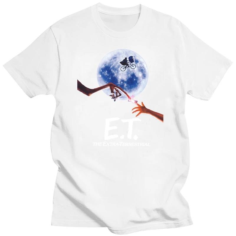 ET V2 Movie Poster 1982 Poster DTG TShirt Unisex Women Cotton ONeck Summer T Shirt White Black Tees Plus Size