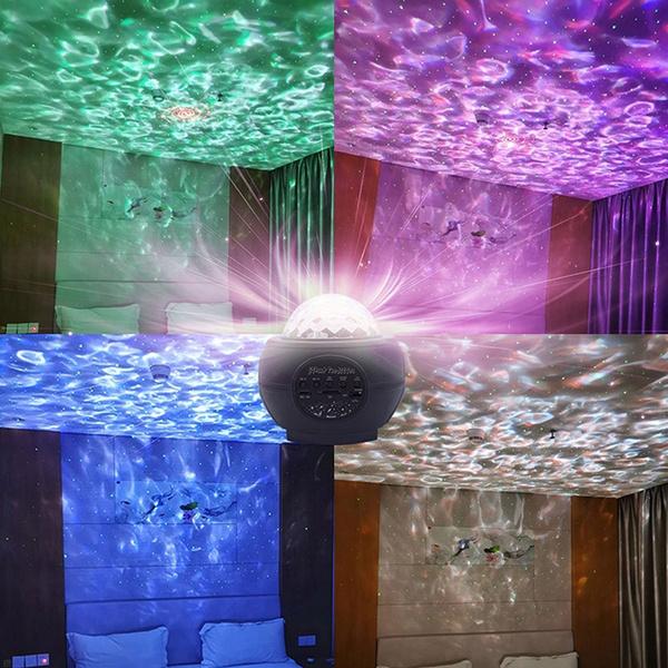 New Bluetooth Starry Sky Projector Night Light Remote Control Kinds of Lighting Modes Built-in Music Player Starry Sky Ocean Wave Projection Lamp