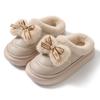 Теплые пушистые милые хлопковые тапочки с бантом для женщин, зимние удобные тапочки с мягкой подошвой, женские легкие нескользящие тапочки для дома
