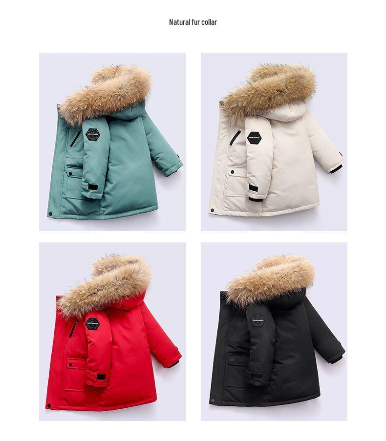 Kids' Winter Cotton Jacket with Fur Collar - Boys' Thickened Coat