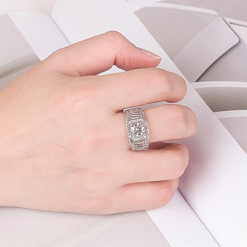 Кольцо с муассанитом для мужчин, кольцо из стерлингового серебра с платиновым покрытием, мужские кольца с лабораторными бриллиантами, свадебные украшения с сертификатом Gra