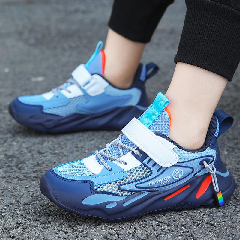 Kids' Breathable Mesh Chunky Sneakers Hook and Loop Casual Sports Shoes for Boys