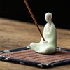 Ceramic Small Buddha Incense Burner Zen Buddist Decor Ornaments Tea Room Yoga Household Sandalwood Stick Incense Holder
