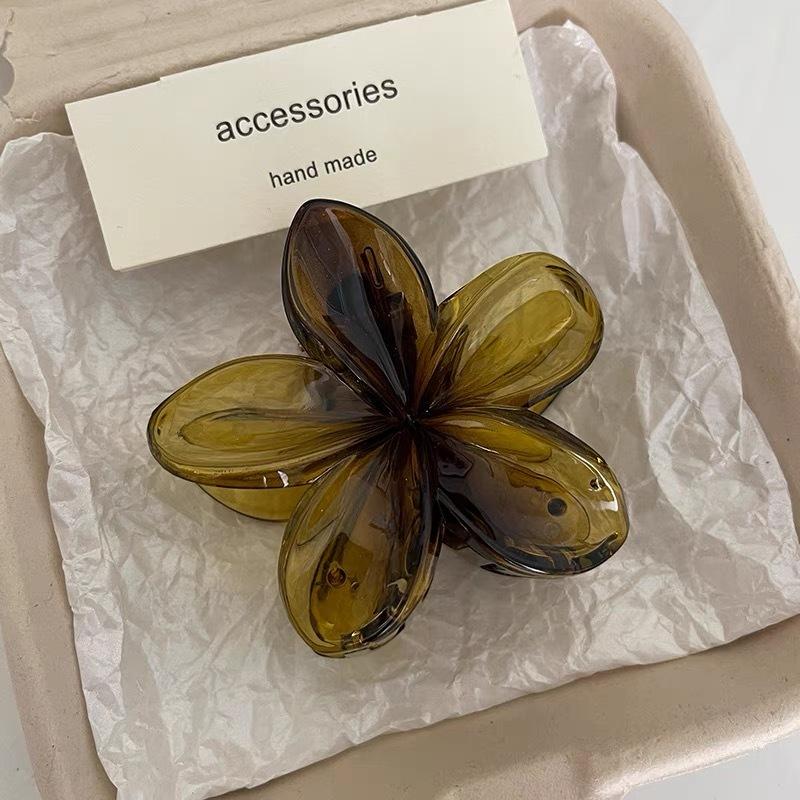 Модная заколка для волос в виде цветка для женщин, гавайская акриловая большая заколка для волос в виде крабовой заколки кофейного цвета в виде акулы, головной убор, аксессуары для волос