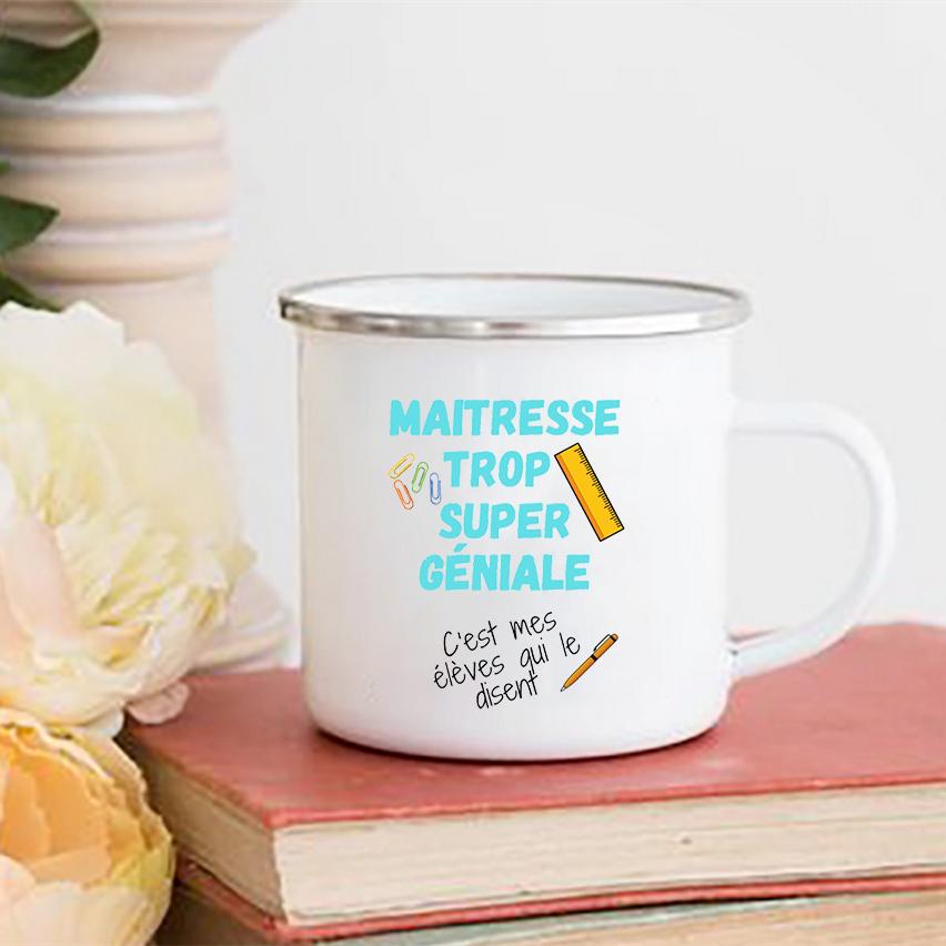 Творческие кружки с принтом Merci Maîtresse для кофе, напитков, воды, молока, кружки с эмалью, школьные и домашние ручки для напитков, подарок для Maîtresse