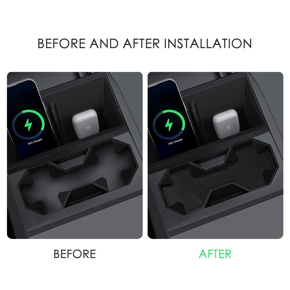 Heenvn Car Cup Coaster For Tesla Cybertruck 2024-2026 Anti-Slip Silicone Mat Car Water Cup Holder Pad Black Interior Accessories