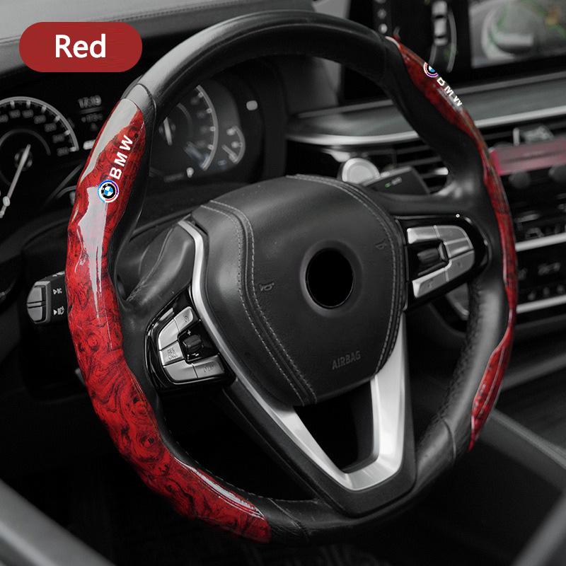 BBJX7 2Pcs Car Non-Slip Steering Wheel Cover Protection For BMW 50th M Sport M3 M4 M5 E36 E39 E46 E60 E90 F15 F20 G30 X1 X3 X5 X7 Logo