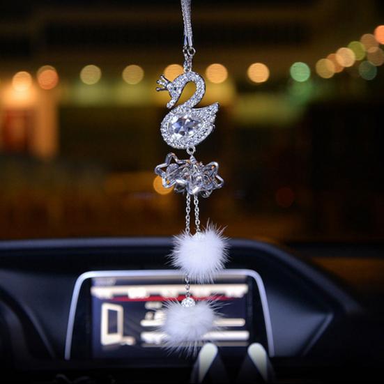 Искусственный Хрустальный Лебедь Авто Интерьер Орнамент Зеркало Заднего Вида Висит Подвеска