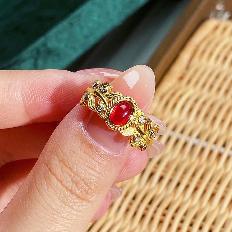 Кольцо с узором «Золотая эмаль, капля масла», Женское средневековое изысканное кольцо на указательный палец высокого класса, Модное кольцо в придворном стиле, Кольцо частичного богатства