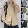 Men Spring Fall Shirt Turn-down Collar Loose Fit Retro Japanese Style Single-breasted Long Sleeves