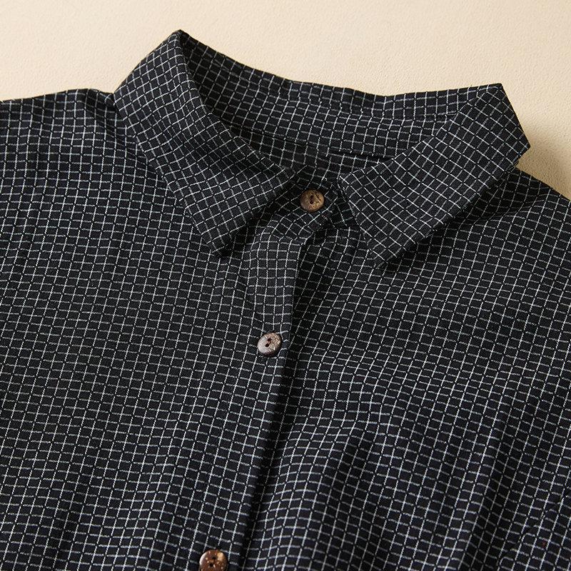 Осеннее литературное платье Plus с длинными рукавами в клетку, женские платья-рубашки средней и длинной длины