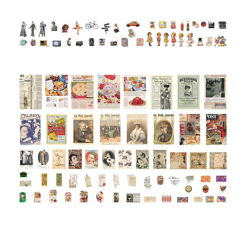 200 шт. Винтажный блокнот с клипсой и клеем для заметок, скрапбукинга, дневника, альбома, материал для этикеток, декоративные канцелярские товары, крафтовая фоновая бумага