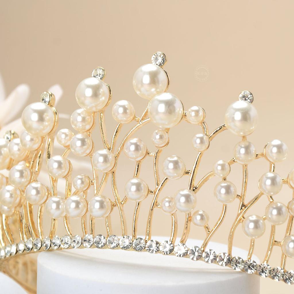 Французский романтический сплав, украшенный стразами и жемчугом, роскошный элегантный свадебный головной убор