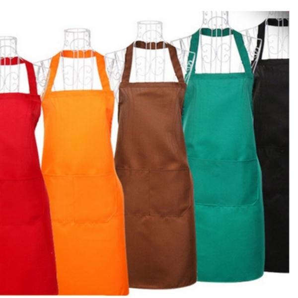 Apron with Pockets Thicken Cotton Polyester Blend Cooking Kitchen Restaurant