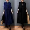 Autumn Long Corduroy Dresses Literary Plus Loose Solid Color Lapel Long Sleeve Party Dress for Women
