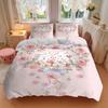 3pcs Love Flowers & Bunnies Printed Quilt Set - Soft and Comfortable Quilt Cover for Bedroom, Guest Room and Dormitory Decorative Bedding Se