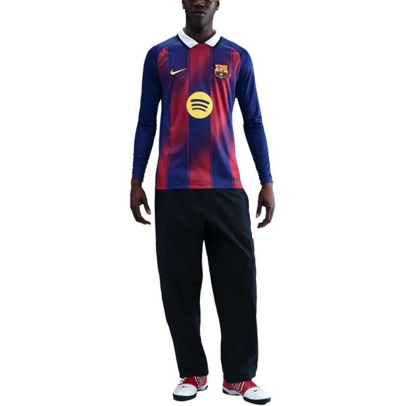 Nike ФК Барселона 2025/26 Домашняя игровая футболка для мужчин Nike Dri-FIT Футбольная реплика с длинным рукавом HJ4611-456