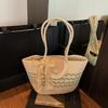 with Ribbon Stripe Tote Handbag Korean Style Summer Beach Bag Simple Woven Tote Bag  Vacation