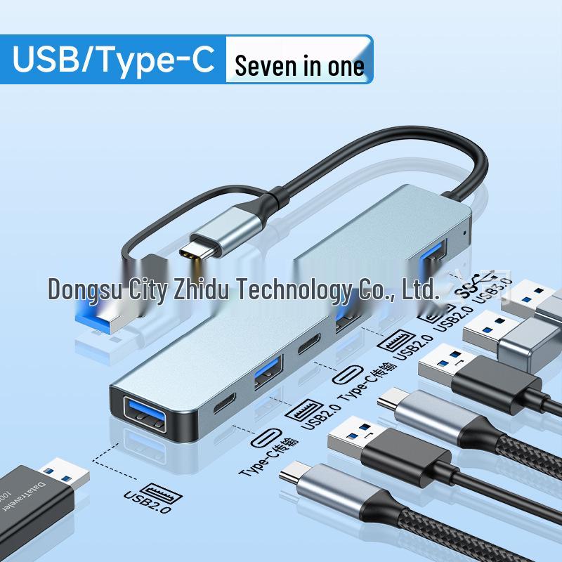 Dual-Head 8-in-1 USB Hub Docking Station with Card Reader, 3.5mm Audio, and Type-C for Mobile and Laptops