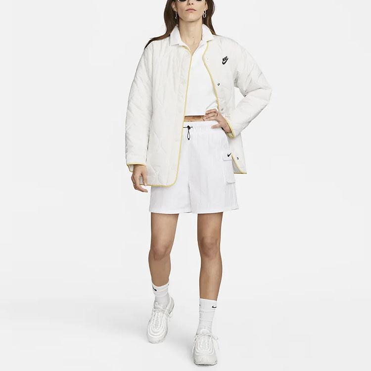 Nike Sportswear Essential Logo Elastic Waist Loose Shorts Women Bottoms White DM6247-100