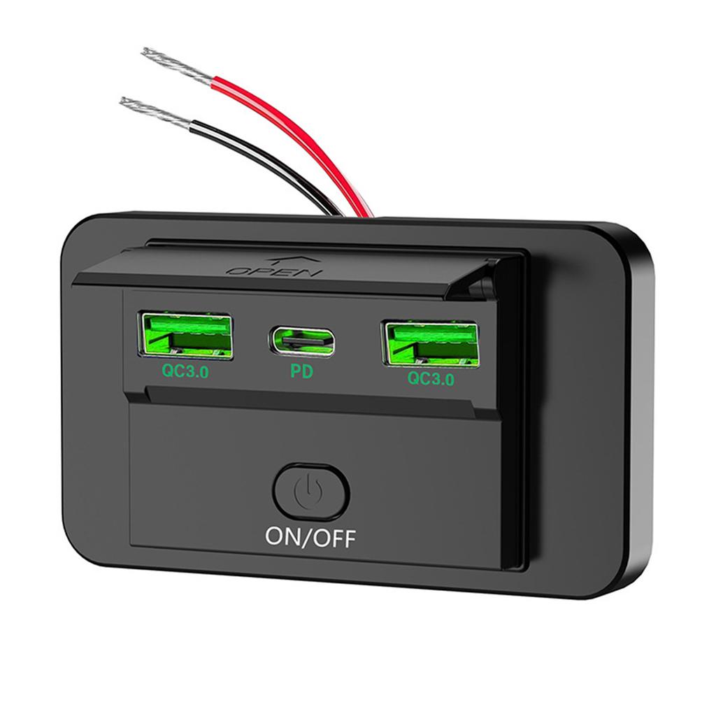 Двойное автомобильное зарядное устройство QC3.0 USB и PD3.0 Type C 12 В-24 В водонепроницаемое гнездо для быстрой зарядки для транспортных средств, грузовиков, туристического бизнеса