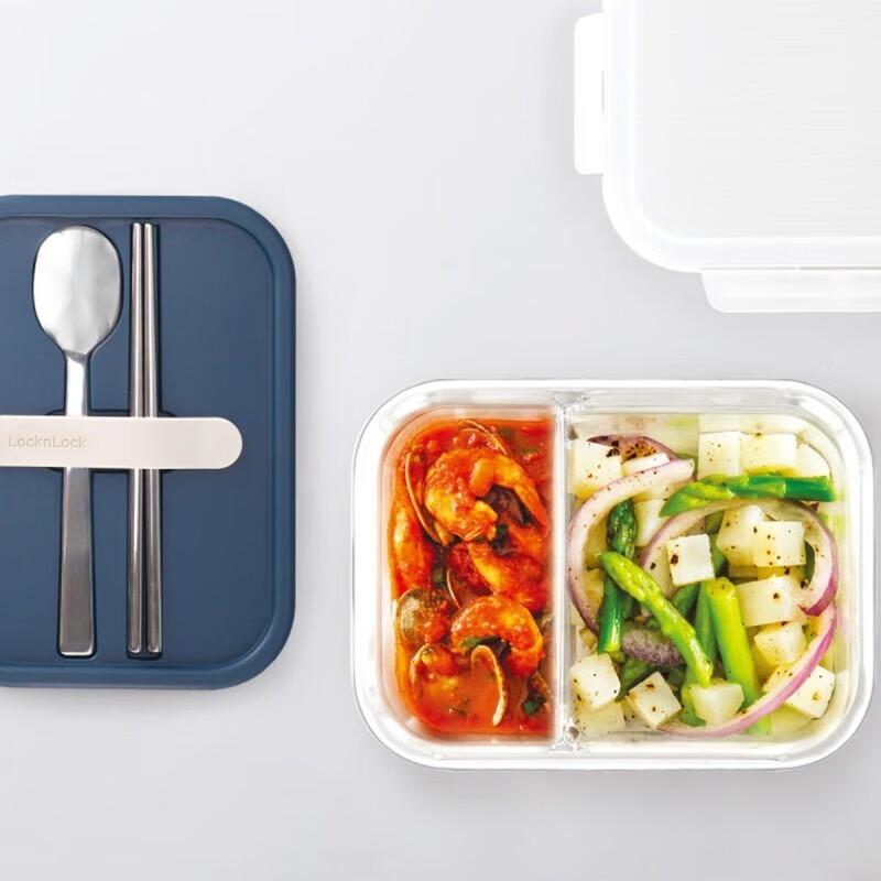 LocknLock 930ml Heat-Resistant Glass Lunch Box with Cutlery