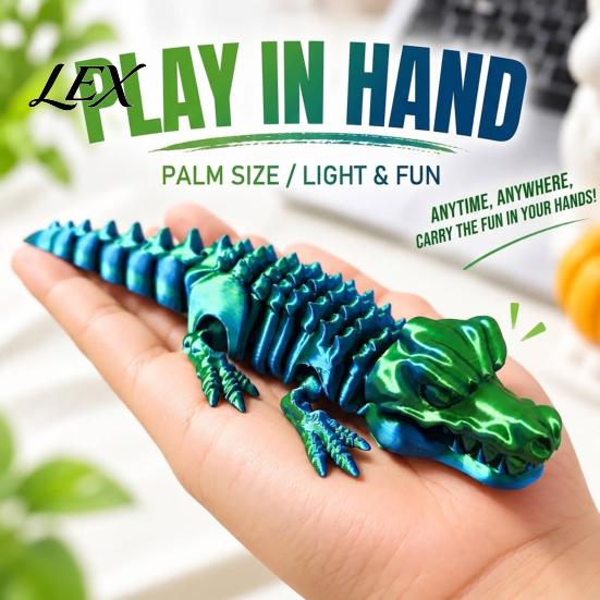 Реалистичная модель животного из PLA, 3D-печатная шарнирная игрушка-крокодил, гибкая фигурка рептилии, игрушка-антистресс для интерактивной сенсорной игры, снятие стресса,
