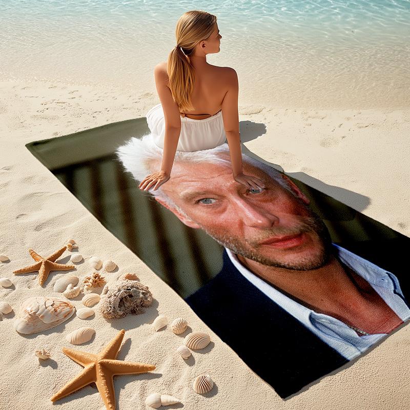 French legendary rock singer and actor Johnny Hallyday towel outdoor camping vacation swimming beach towel outdoor absorbent bath towel Y17