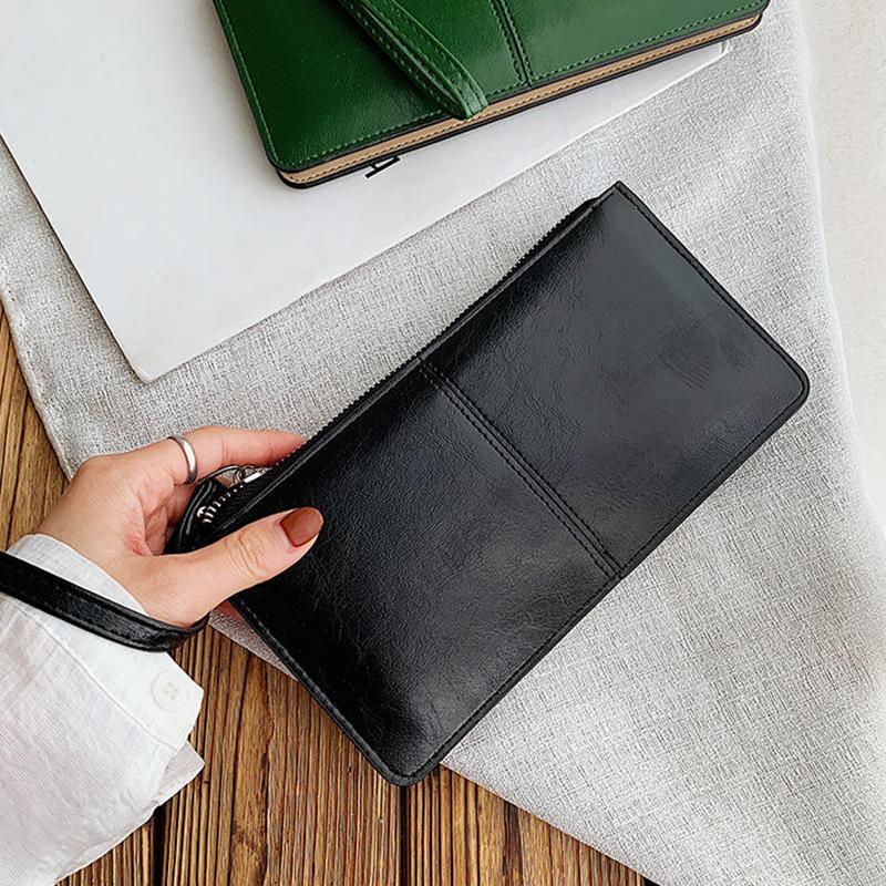 Модный однотонный кошелек, женская сумка из искусственной кожи, длинная молния, клатч, держатель для карт, портмоне, многослойная сумка для телефона