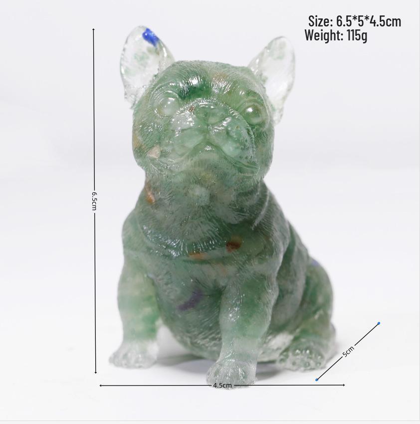 Charming Wangcai French Bulldog Figurine: Crystal Chip Stone Resin Craft