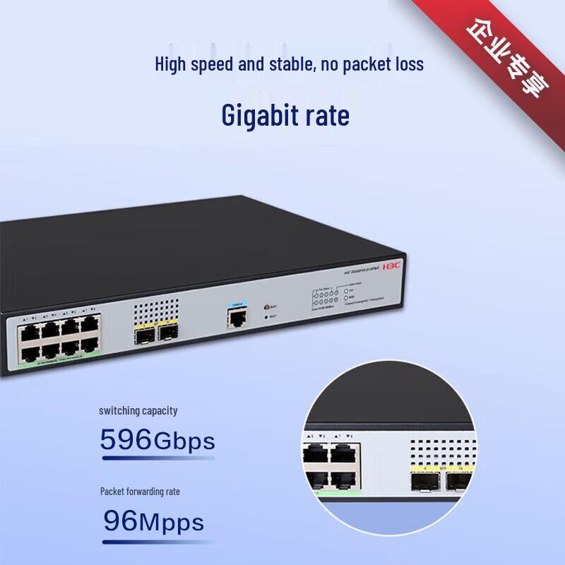 H3C S5008PV6-EI-HPWR 8-Port Gigabit PoE Managed Switch