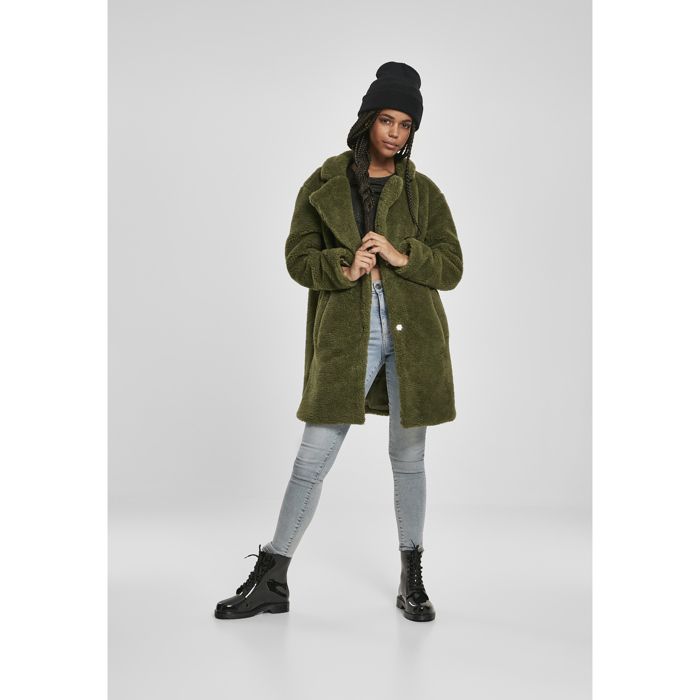 Parka femme - Urban Classic - Oversized - Couleur olive - Style workwear - Col en fourrure teddy