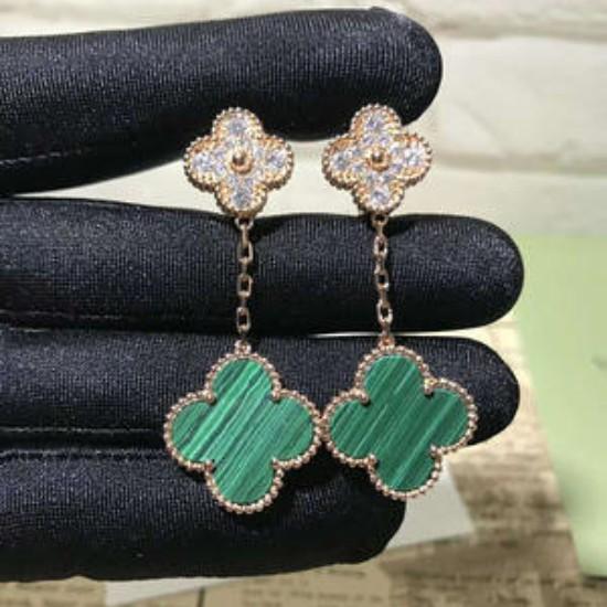 Серьги Four Leaf Grass, легкие роскошные белые рябчики с красным агатом и малахитом, женские серьги-гвоздики