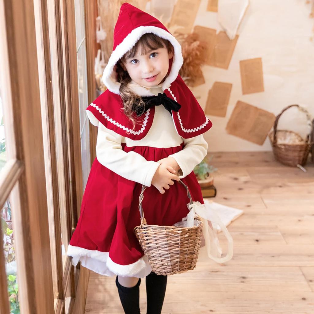 Santa Costume for Christmas Little Red Riding Hood Outfit for Santa Claus Santa Sizes E0425 [monoii] Kids, Cosplay, Girls, Dress, Outfit, 80, 90, 100,