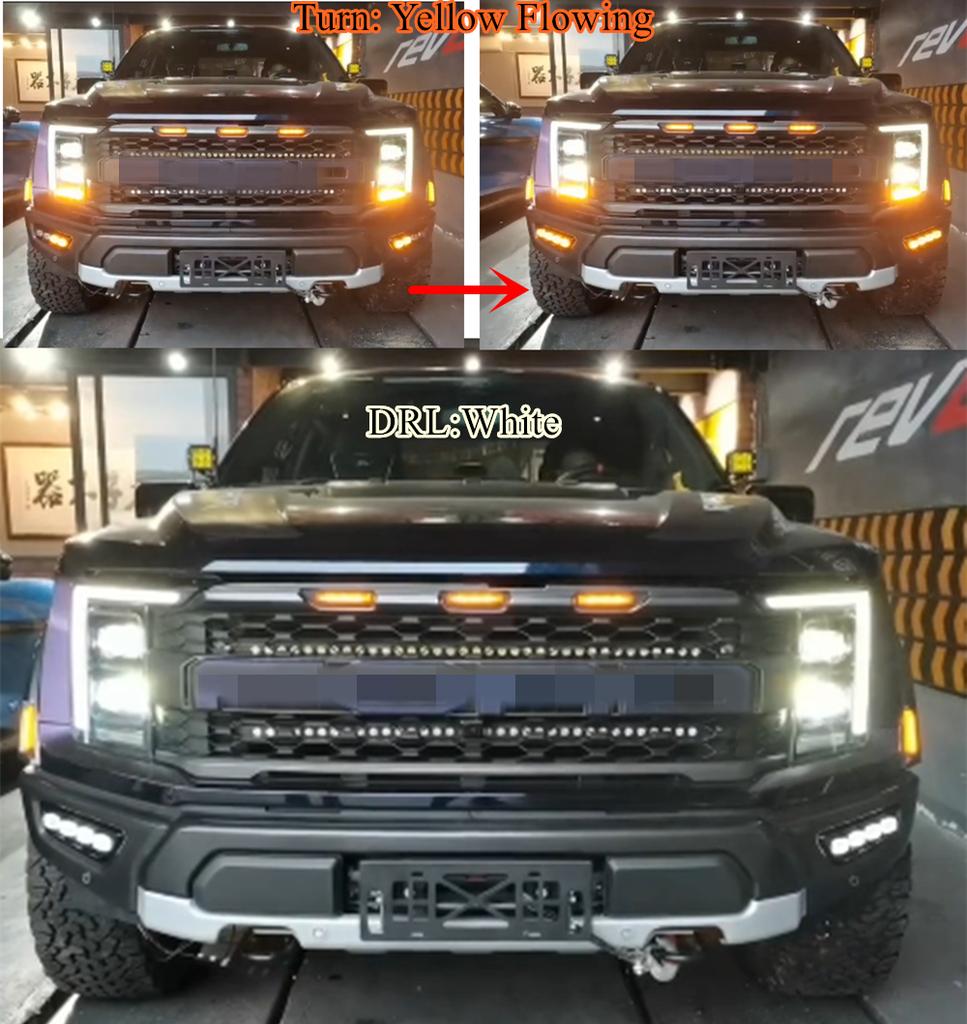LED Bumper Driving Running Lights Flowing Turn Headlight For Ford F150 Raptor 22