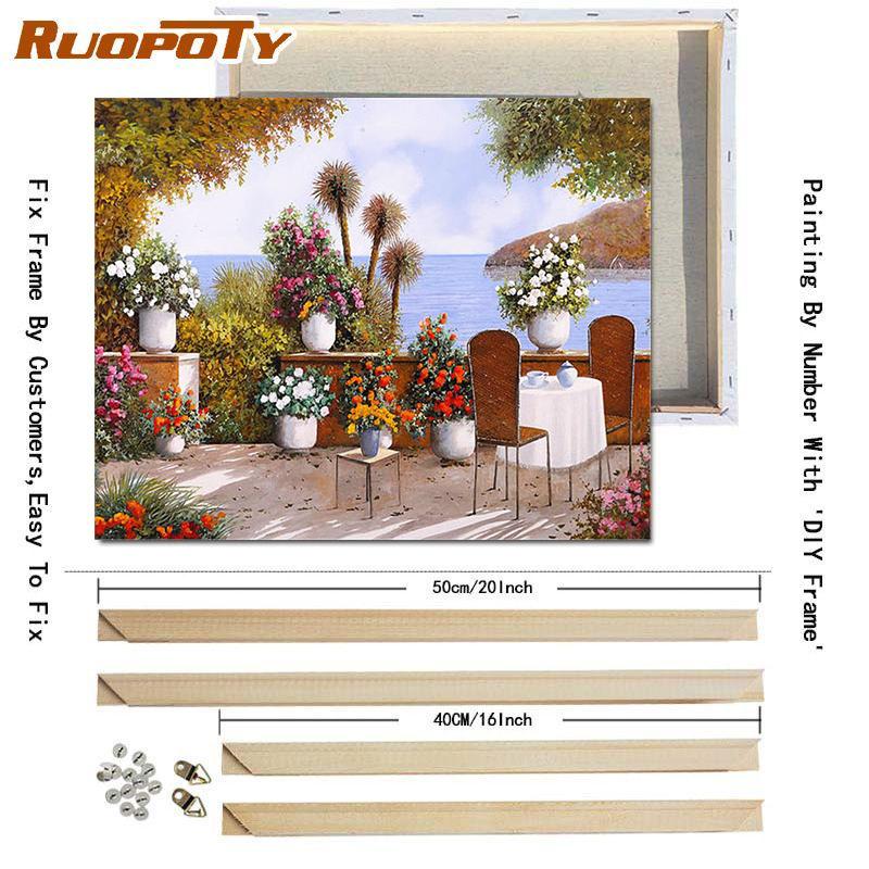 RUOPOTY Раскраска по номерам Городской пейзаж для гостиной на холсте Уникальный подарок Акриловая картина по номерам Дом