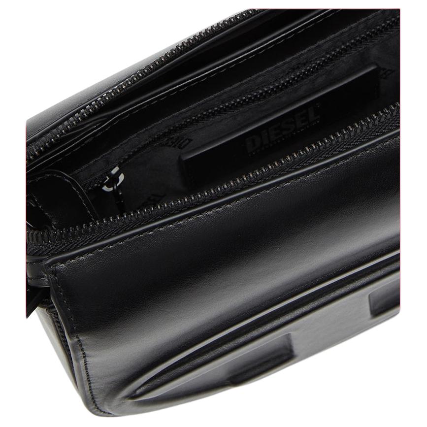Diesel Detachable Adjustable Shoulder Strap Zipper Closure Leather Crossbody Shoulder Bag Medium Unisex bags Black X10223PR818-T8013