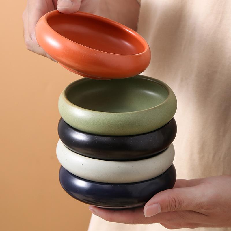 Japanese Vintage Stoneware Bowl Creative Tall Fruit Dishes Ceramic Rice Salad Dessert Bowl Kitchen Spice Plate Kitchen Tableware